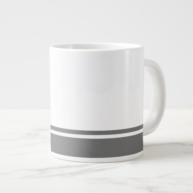 Grande Tasse Blanc moderne gris foncé en bas de la bordure (Devant droit)