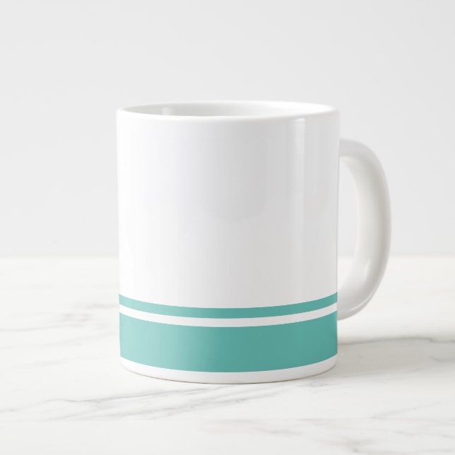 Grande Tasse Blanc moderne Lumière Turquoise Barrière Barrière  (Devant droit)