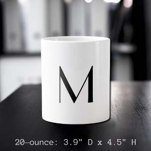 Grande Tasse blanc uni - ajouter monogramme noir