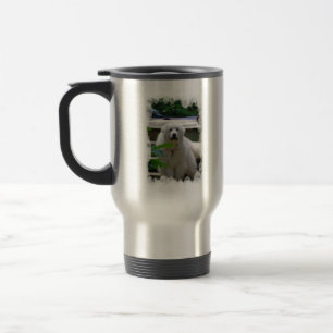 Grande tasse blanche de voyage de chien de