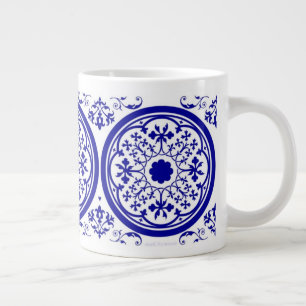 Grande Tasse Bleu blanc Motif carrelage gothique
