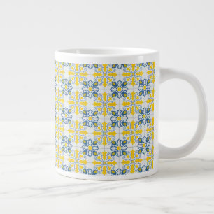 Grande Tasse Bleu et jaune joli carrelage portugais motif