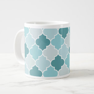 Grande Tasse Bleu Marocain Trellis, Lattes, Quatrefoil