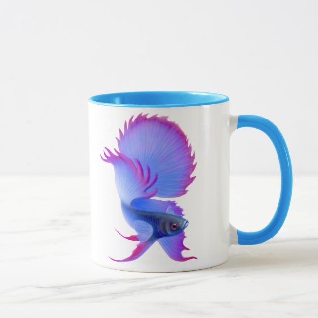 Grande tasse bleue de poissons de Betta (Droite)