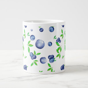 Grande Tasse Bleuets, aquarelle bleuté, art des fruits   