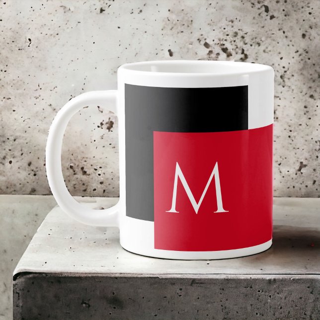 Grande Tasse Bloc de couleur minimal simple avec monogramme ini (A jumbo mug for the serious coffee drinker! Personalize with your desired initial.)