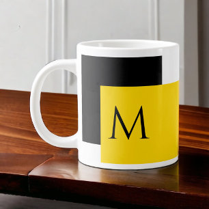 Grande Tasse Bloc de couleur minimal simple avec monogramme ini