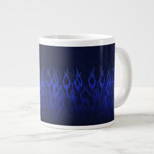 Grande Tasse Blue Racing Flames on Carbon Fiber