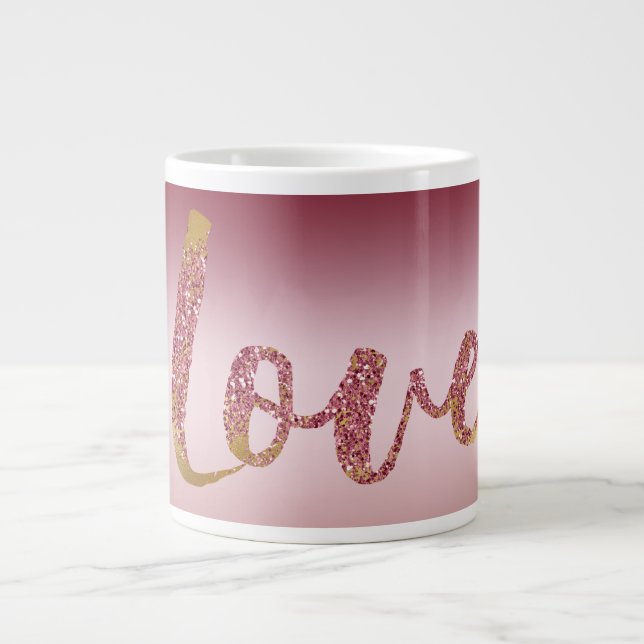 Grande Tasse Blush rose Ombre Parties scintillant Or rouge amou (Devant)
