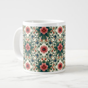 Grande Tasse Boho Flower Magic - dans les tons vert et rose