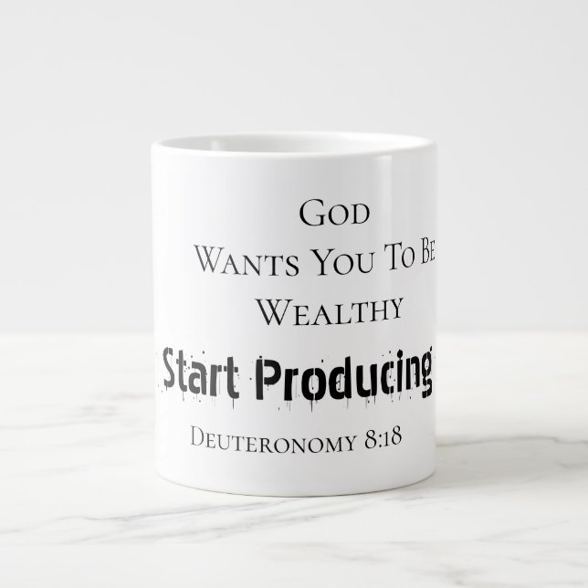 Grande Tasse Bold Modern "God wants you to be wealthy" Faith  (Devant)