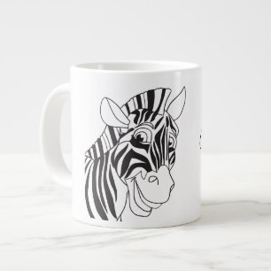 Grande Tasse Bonjour Lettres jolies Zebra noir et blanc