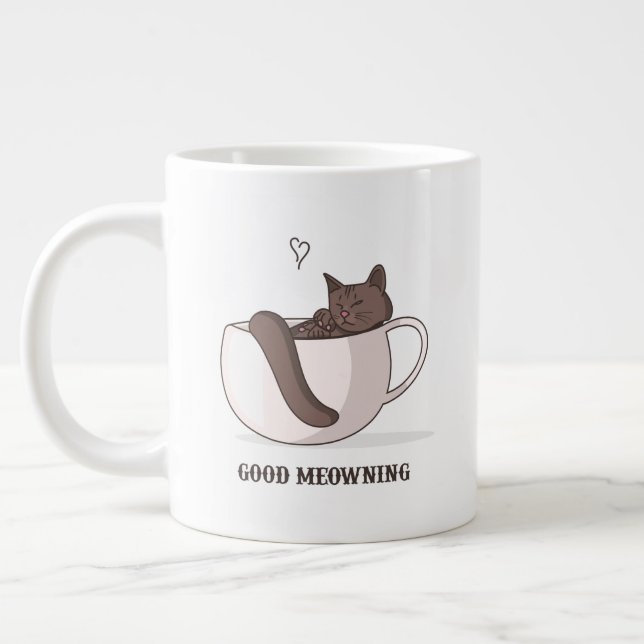 Grande Tasse Bonne connaissance, chat allongé sur une coupe de  (Gauche)