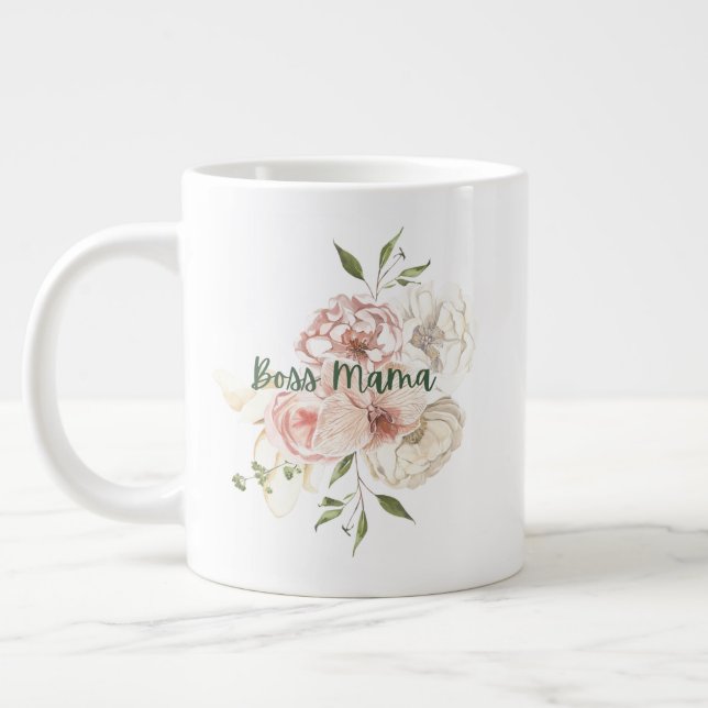 Grande Tasse Boss Mama Floral, rose et Sac fourre-tout gris (Gauche)