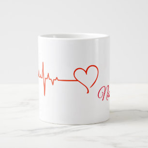 Grande Tasse Boug rouge Coeur et Coeur avec nom