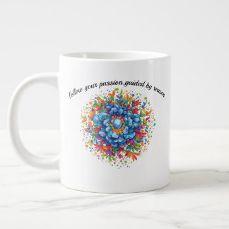 Grande Tasse Bouquet floral bleu aquarelle vibrant
