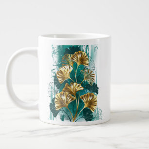 Grande Tasse Branche avec Feuilles d'or Ginko Biloba