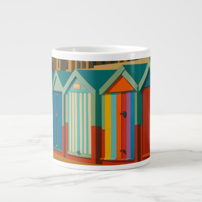 Grande Tasse Brighton Beach Huts - Imprimer de bord de mer colo (Devant)