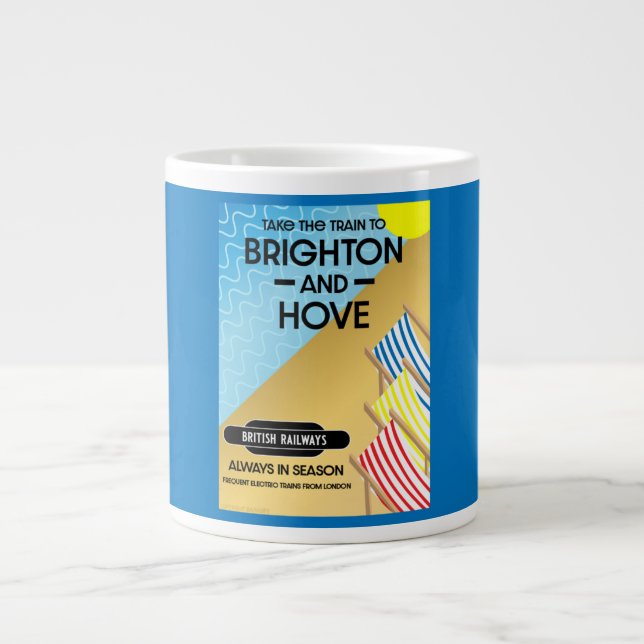 Grande Tasse Brighton Et Hove Train Travel Beach Art (Devant)