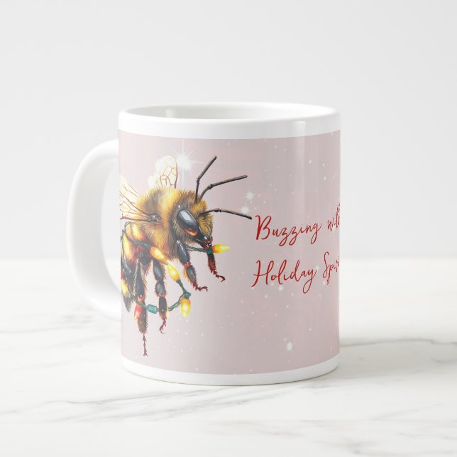 Grande Tasse Buzzing With Holiday Spirit Bees Tangled In Lights (Devant gauche)