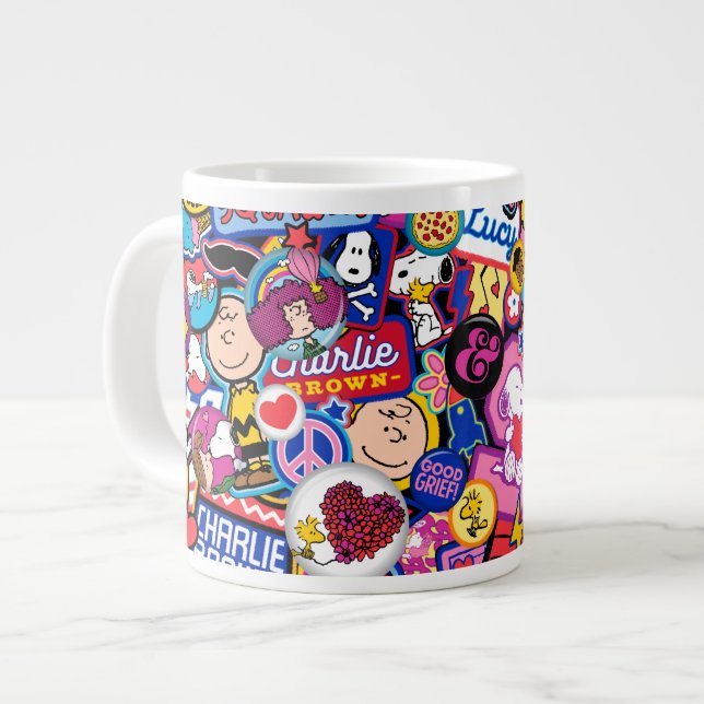 Grande Tasse cacahuètes | Motif de patchs Mixtape (Devant gauche)