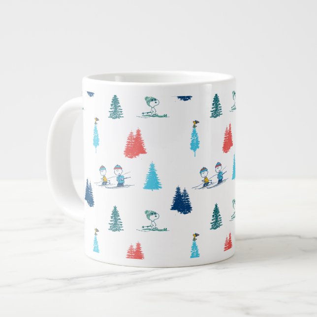 Grande Tasse cacahuètes | Ski d'hiver Motif des pistes (Devant gauche)