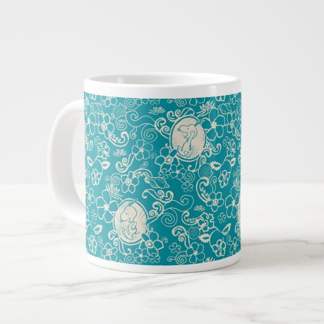Grande Tasse cacahuètes | Snoopy Turquoise Tropical Beach Motif (Devant gauche)