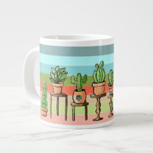 Grande Tasse Cactus à bandes peintes