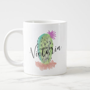 Grande Tasse Cactus aquarelle peint à la main nom