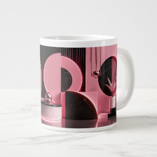 Grande Tasse Cadeau de design géométrique rose et noir luxueux