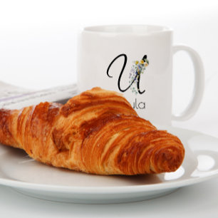 Grande Tasse Cadeau de retraite monogramme employeur aquarelle 