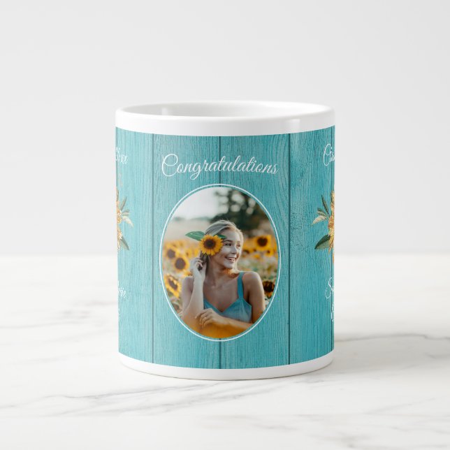 Grande Tasse Cadeau d'études Rustique Turquoise Bleu Grange Boi (Devant)