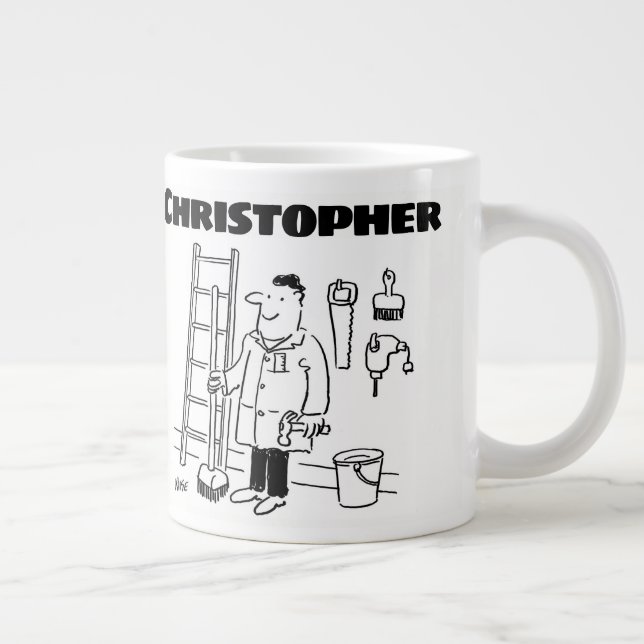 Grande Tasse Cadeau pour un Handyman avec un nom ajouté (Droite)