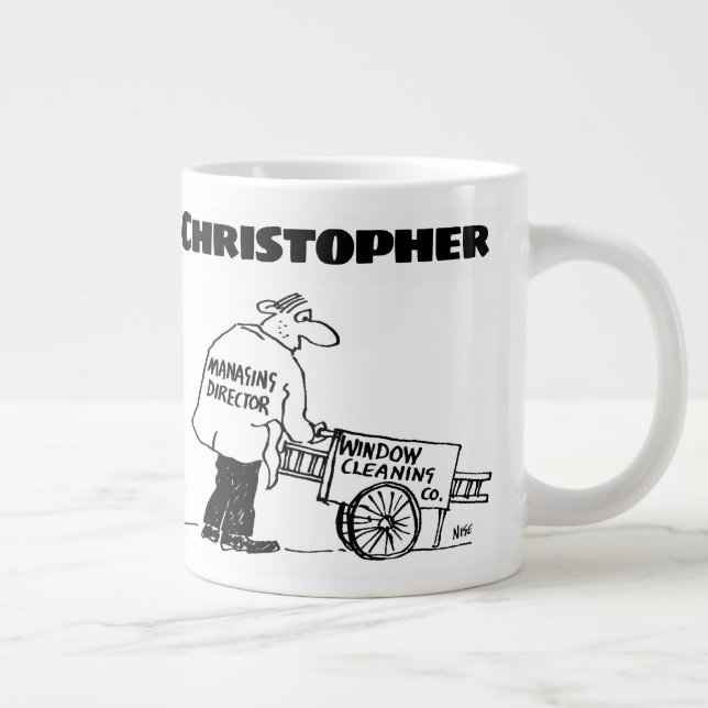 Grande Tasse Cadeau pour un nettoyeur de fenêtre avec nom (Droite)