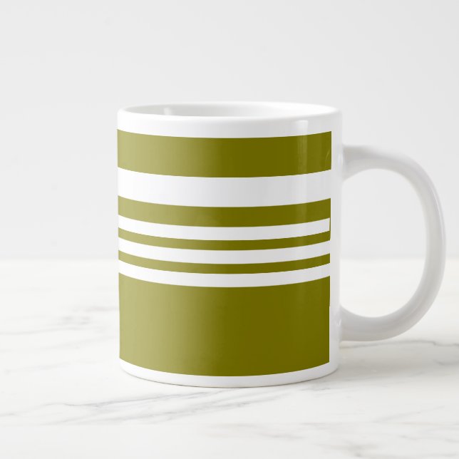 Grande Tasse Cadeau Rayures Olive et Blanc (Droite)