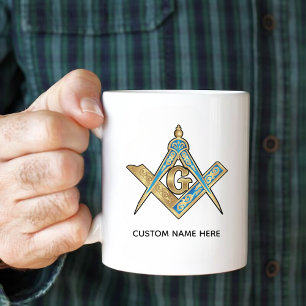 Grande Tasse Cadeaux Freemason uniques   Compass maçonnique or