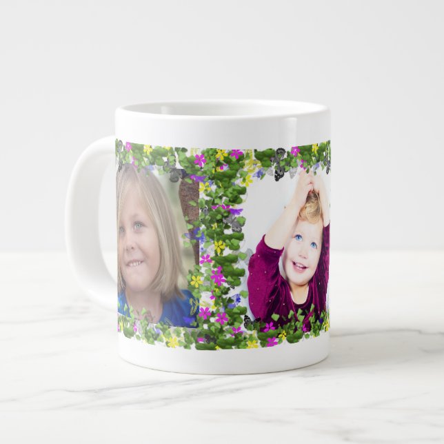 Grande Tasse Cadres papillon et fleurs pour trois (Devant gauche)