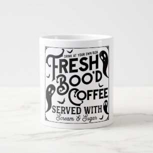 Grande Tasse Café Boo'd frais servi avec cri et sucre
