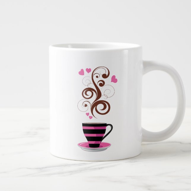 Grande Tasse Café, Café Arabica, Café Noir, Coeurs (Droite)