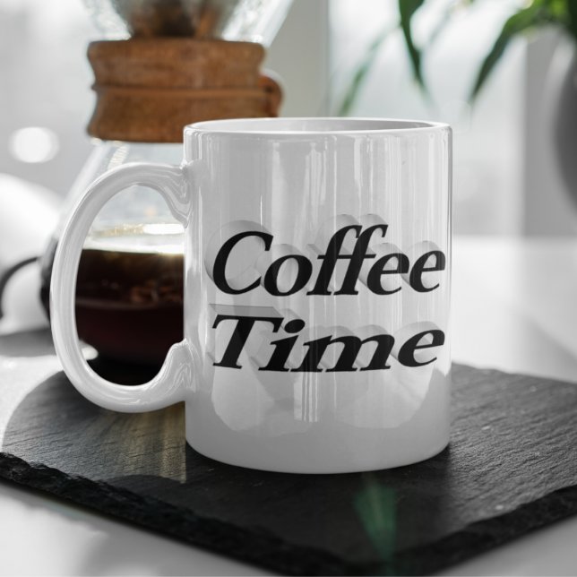 Grande Tasse Café Time café citations demi-texte noir (Créateur téléchargé)