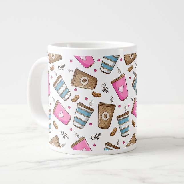 Grande Tasse Cafés, Haricots, Coeurs, Amateur De Café (Devant gauche)