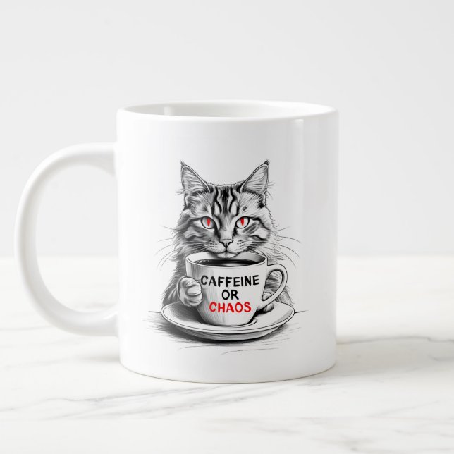 Grande Tasse Caffeine Or Chaos Cat Coffee Lover  (Gauche)