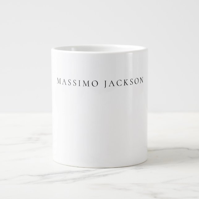 Grande Tasse Calligraphie chic simple et élégante en noir et bl (Devant)