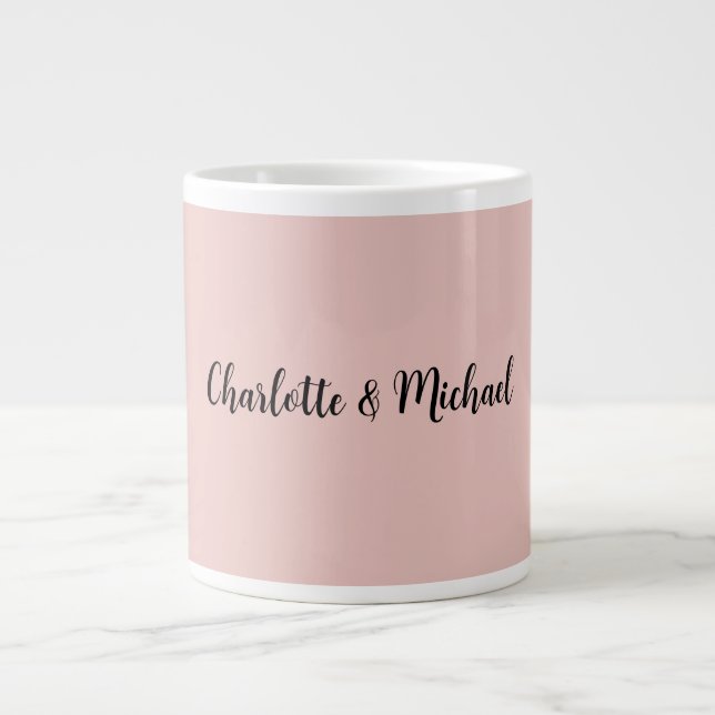 Grande Tasse Calligraphie de mariage Rose Gold Élégante Nom Sim (Devant)