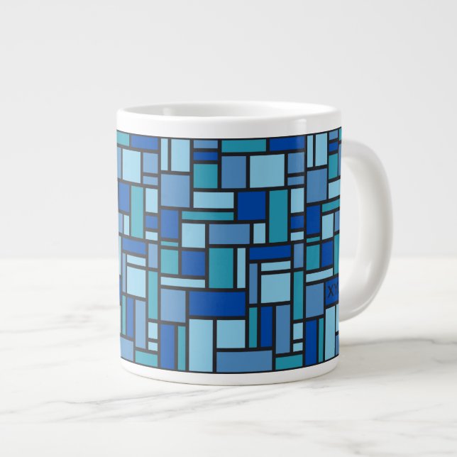 Grande Tasse Camions monogrammes personnalisés de Motif géométr (Devant droit)
