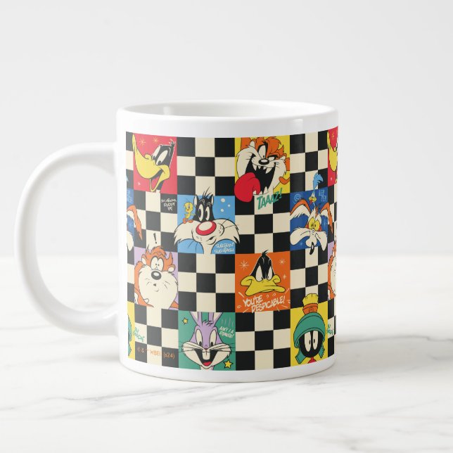 Grande Tasse Caractères LOONEY TUNES™ sur Checker noir et blanc (Gauche)