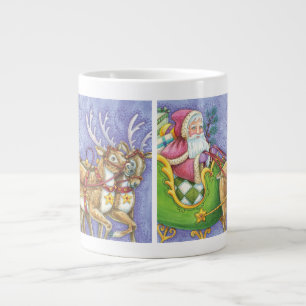 Grande Tasse Caricature de Noël Santa Claus Sleigh Reindeer