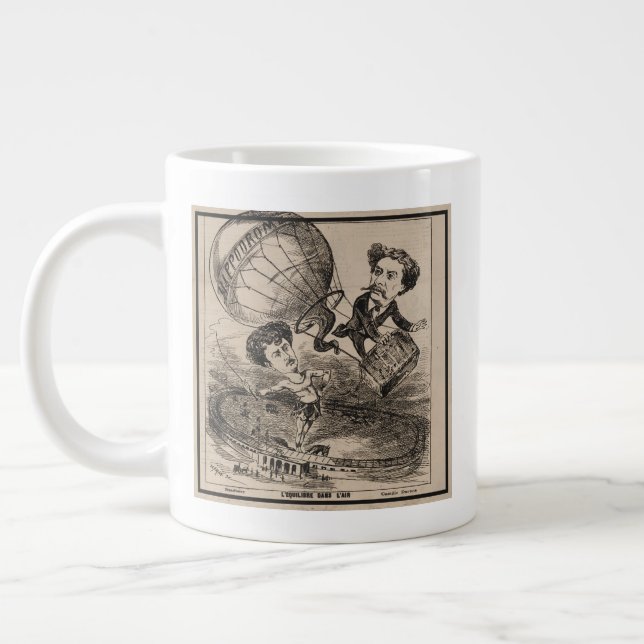 Grande Tasse Caricature Française Du Ballooniste En Ballon À Ai (Gauche)