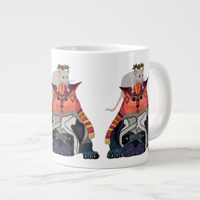 Grande Tasse carlin de chat de souris (Devant droit)