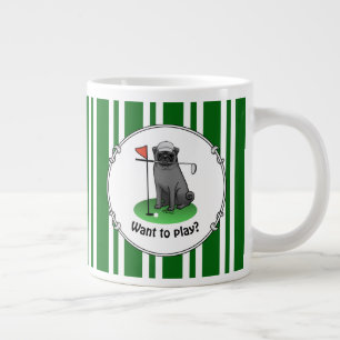 Grande Tasse Carlin de golf Jouer Golf (noir) mignon chien drôl